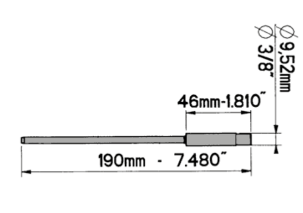 [032499] PILOTE DIA.  8,00 mm - .3150 LG 190 E = 9.52 Lg 46
