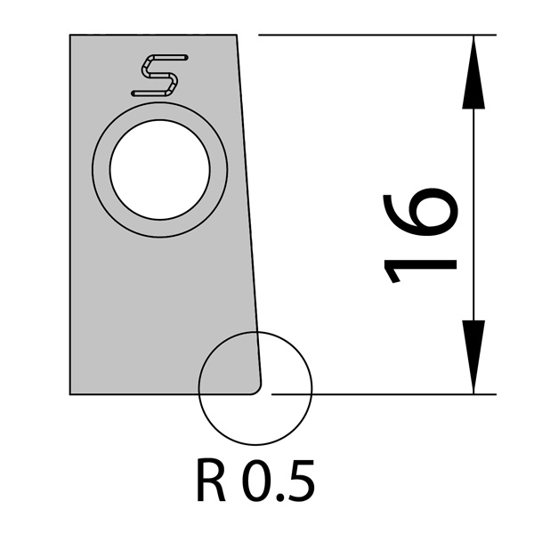 [019584] PLAQUETTE DE LOGEMENT D1 R0,5 - 8,50MM - COUPE 0 DEGRES.